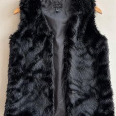 New Look Black Faux Fur Gilet Vest Size M