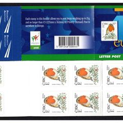 2001 Ireland E Value Robin Definitive Stamp Booklet Mint Never Hinged (MNH)