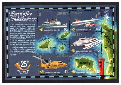 1994 Jersey 25th Anniversary of Jersey Postal Administration Commemorative Stamp Miniature Sheet Mint Never Hinged (MNH)