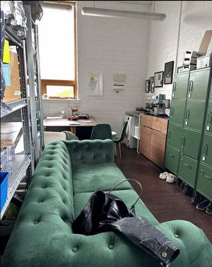green velvet couch