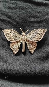Vintage silver filgree butterfly brooch