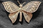 Vintage silver filgree butterfly brooch