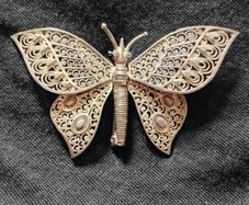 Vintage silver filgree butterfly brooch
