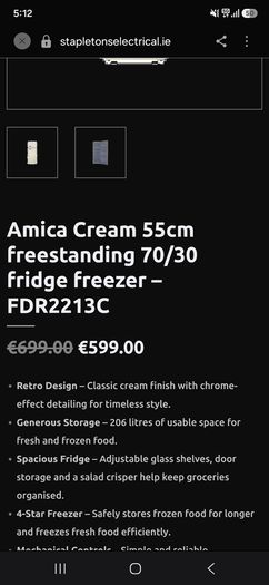 cream retro fridge
