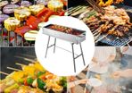 BRAND NEW Folding Charcoal BBQ Grill Portable Foldable Stainless Steel W/ Scissor BBQ Tong for Outdoor Camping Picnic Patio Cooking
