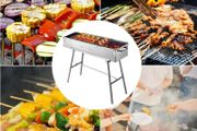 BRAND NEW Folding Charcoal BBQ Grill Portable Foldable Stainless Steel W/ Scissor BBQ Tong for Outdoor Camping Picnic Patio Cooking