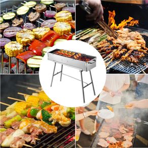BRAND NEW Folding Charcoal BBQ Grill Portable Foldable Stainless Steel W/ Scissor BBQ Tong for Outdoor Camping Picnic Patio Cooking