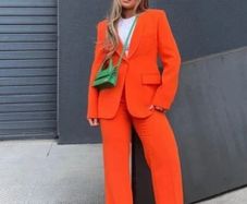 Fab Zara Bloggers Insta Famous Pumpkin Orange Suit Co Ord Blazer and Trousers   Size XL UK 14