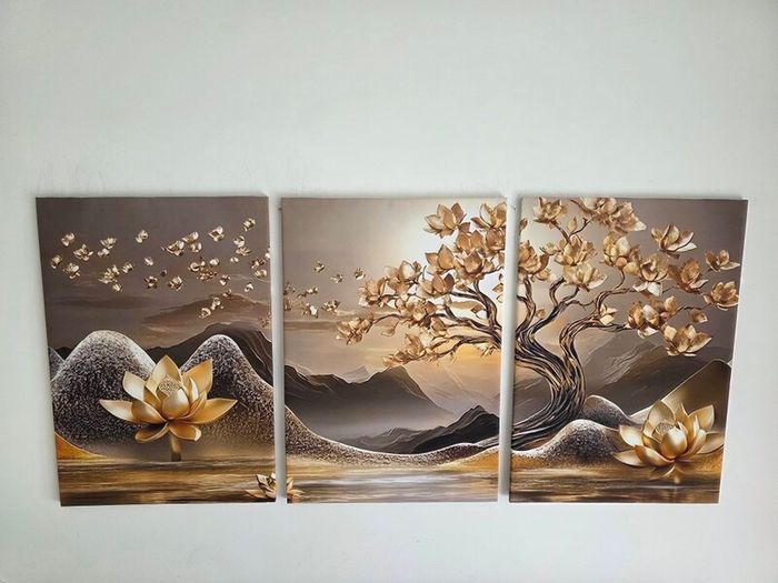 3 framed printed canvas 35x55cm each