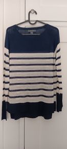Navy/White Stripe Sheer Top