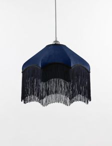 Lampshade NAVY Fringed Velvet Lamp Shade