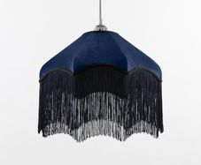 Lampshade NAVY Fringed Velvet Lamp Shade