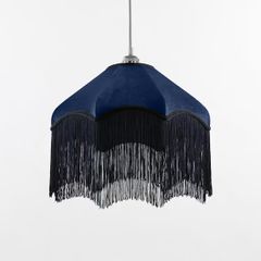 Lampshade NAVY Fringed Velvet Lamp Shade