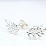 Sterling liver (925) stud earrings in plant shape, leaf shaped earrings, leaves studs Image 2