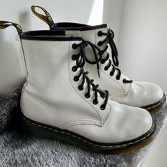 Dr Martens / Docs White Patent Leather Boots 1460