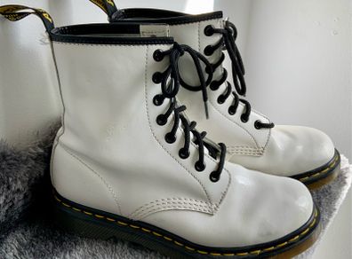Dr Martens / Docs White Patent Leather Boots 1460