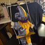 Rare Find: Vintage Porcelain Face Marionette Clown  on a Swing. Puppet Image 3