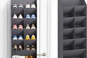 Hanging Shoe Storage Rack with 11 Pockets, 5 Layers Shoe Holder for Closet Door Includes Boots, Grey, 1 Pack