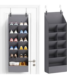 Hanging Shoe Storage Rack with 11 Pockets, 5 Layers Shoe Holder for Closet Door Includes Boots, Grey, 1 Pack
