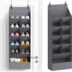 Hanging Shoe Storage Rack with 11 Pockets, 5 Layers Shoe Holder for Closet Door Includes Boots, Grey, 1 Pack