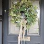 Faux eucalyptus wreath ,mixed foliage and bow detail Image 2