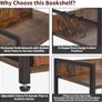 Bookcase, 5-Tier Industrial bookshelf with Fabric Cloth drawers, Free Standing Shelf for Living Room Image 4