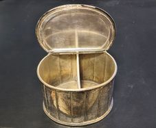 Jewellery Coin Box G R Collis & Co Silver Plated Vintage Oval Tea Caddy Antique Trinket Collectable Retro