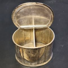 Jewellery Coin Box G R Collis & Co Silver Plated Vintage Oval Tea Caddy Antique Trinket Collectable Retro