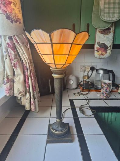 Table lamp Torchiere faux stained glass  uplighter Tablelamp