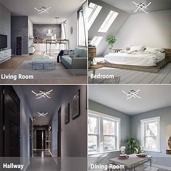 LED Ceiling Light, Elegant Curved Design 4 Built-in LED Boards, 28W Cool White Light 6000K,Modern Ceiling Fixture for Living Rooms, Kitchen Hallway and Bedroom,2000 Lumens