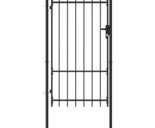 Fence Gate Single Door with Arched Top Steel 1x1.75 m Black