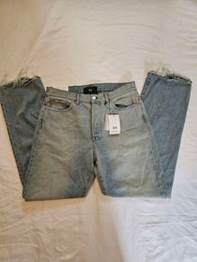 3X1 NYC Blue Mid Rise Straight Relaxed Jeans