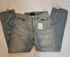 3X1 NYC Blue Mid Rise Straight Relaxed Jeans