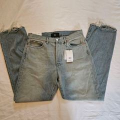 3X1 NYC Blue Mid Rise Straight Relaxed Jeans
