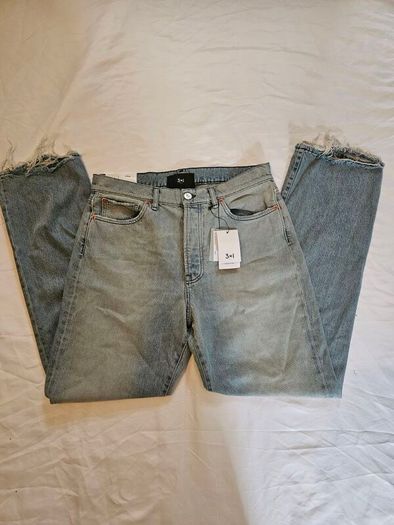 3X1 NYC Blue Mid Rise Straight Relaxed Jeans