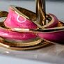 A Pair of Pink Oil Drip Rings with Open Ring & Twist Ribbon Ring Image 6