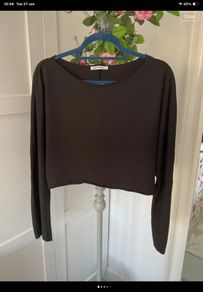 top Zara cropped black sweatshirt style top large