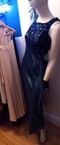 Emerald Green Formal Satin Velveteen Evening Dress
