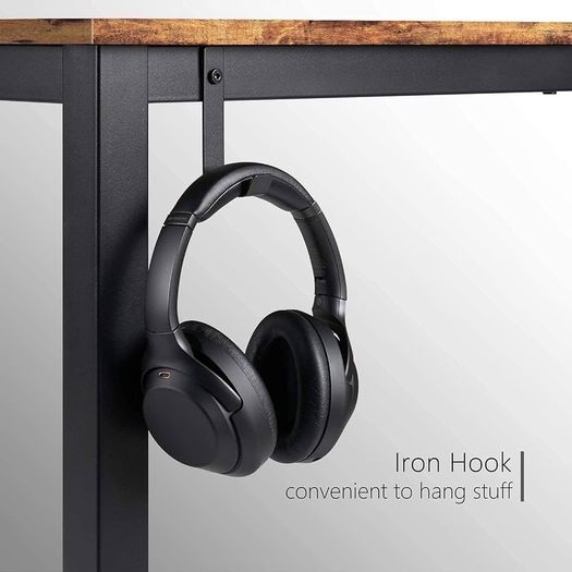 Computer Desk, Office Work Desk for student and worker, Writing Desk with drawer and Headphone Hook, Laptop Table with shelves, Modern Style Desks for Bedroom