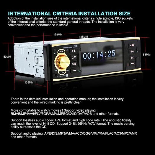 New Car Van 1 One Din MP3 player AUX Car Radio Handsfree Hands Free Audio Stereo USB AUX FM Radio Station Bluetooth Hands Free Handsfree with Wireless Rearview Rear View Camera Remote Option