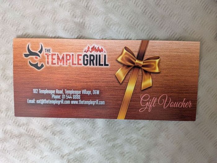40 Euro Temple Grill Gift Voucher.