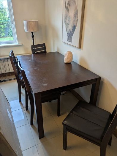 Table and four chairs