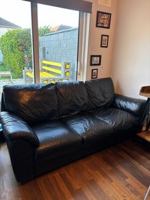 Extremely Comfortable Black Leather 3-Seater Couch