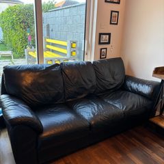 Extremely Comfortable Black Leather 3-Seater Couch