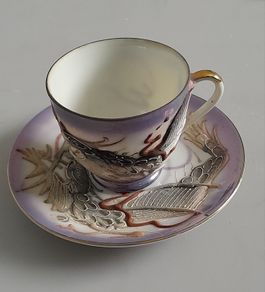 CUP & SAUCER - Dragon Ware - Moriage