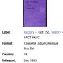 Joy Division Closer Cassette Factory Boxset 1985 release Image 2