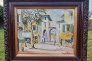 Large vintage painting in an old frame