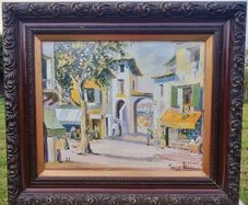 Large vintage painting in an old frame