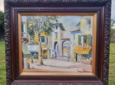Large vintage painting in an old frame