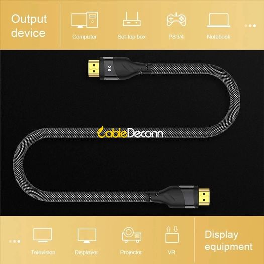 CableDeconn 5M Premium HDMI 2.1 UHD/3D 8K (7680x4320@60Hz) 48Gbps (Nylon Braided/Gold Plated) Cable (Brand New/Warranty)